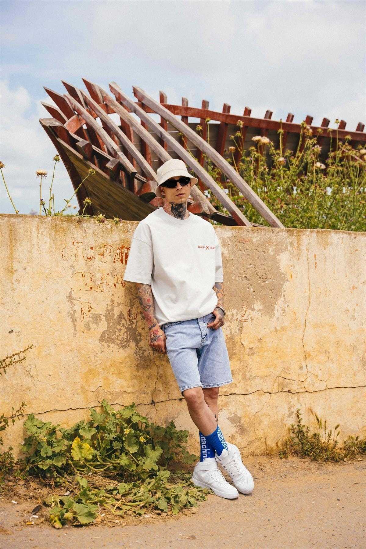 تیشرت چاپی Mchnst Love سایز بزرگ خاکستری