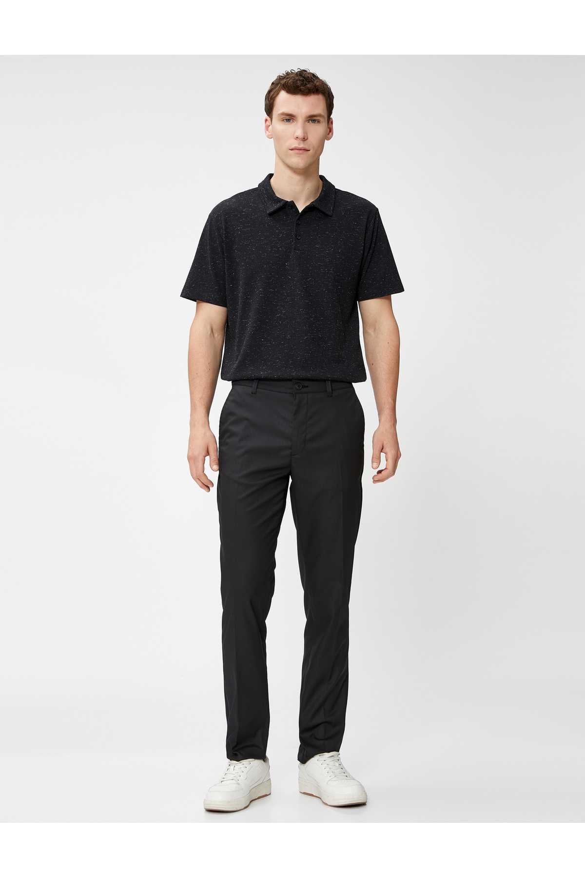 تیشرت یقه پولو مرمری آستین کوتاه دکمه دار